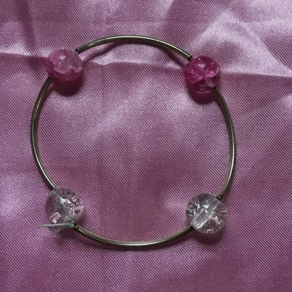 Hot Pink, Clear & Silver Love Bracelet